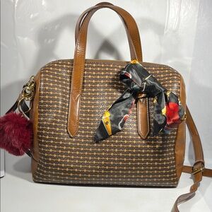 Fossil Brown and Black Patterned Satchel